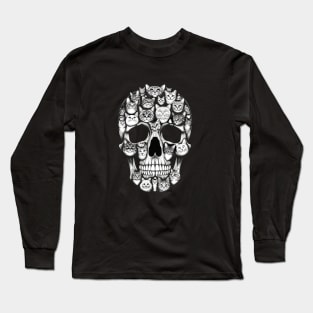 Cat Skull Shirt - Kitty Skeleton Halloween Costume Skull Cat Long Sleeve T-Shirt